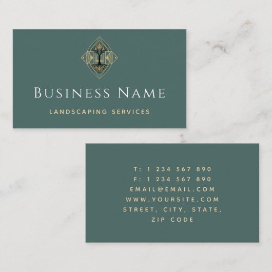Moderne Pastel Green Landscaping Tuinman Tree Root Visitekaartje (Voorkant / Achterkant)