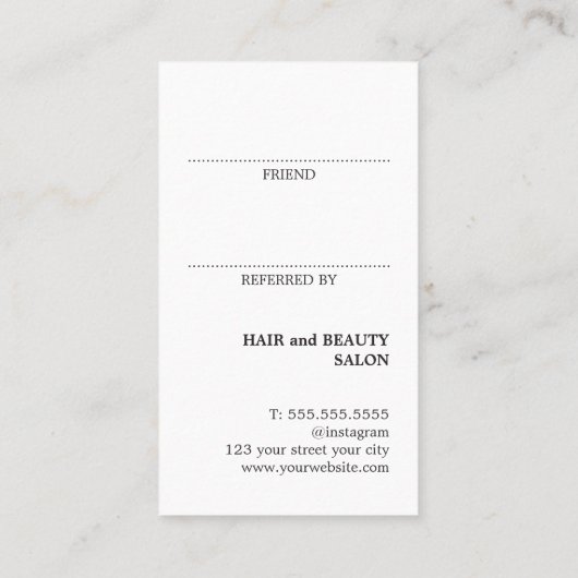 Moderne Pastel Groen Wit Faux Goud Hart Salon Aanbevelingskaartje (Achterkant)