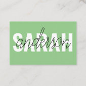 Moderne pastel groene schoonheid gepersonaliseerd  visitekaartje (Voorkant)