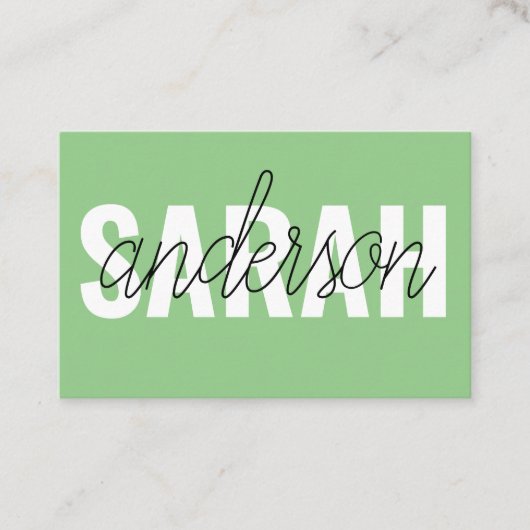 Moderne pastel groene schoonheid gepersonaliseerd  visitekaartje (Voorkant)