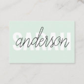 Moderne pastel groene schoonheid gepersonaliseerd  visitekaartje (Voorkant)