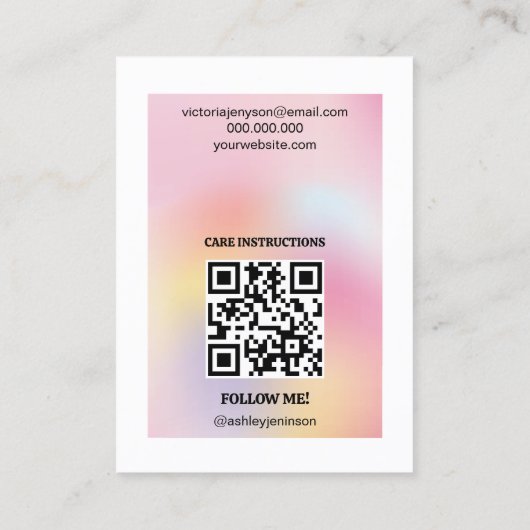 Moderne Pastel Holografische QR Code Oorbel Displa Visitekaartje (Achterkant)