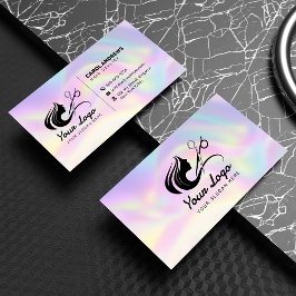 Moderne Pastel Holographic Hair Stylist Logo Visitekaartje