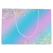 Moderne Pastel Holographic Happy Birthday Groot Cadeauzakje (Achterkant)
