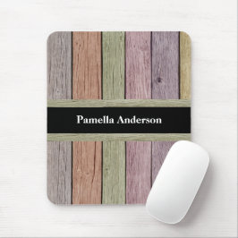 Moderne pastel houten plank naam muismat