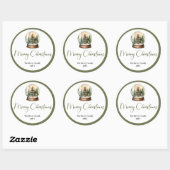 Moderne Pastel Kerst Familie Naam Sticker Zegel (Vel)