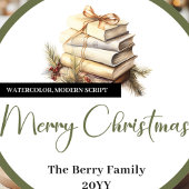 Moderne Pastel Kerst Familie Naam Sticker Zegel
