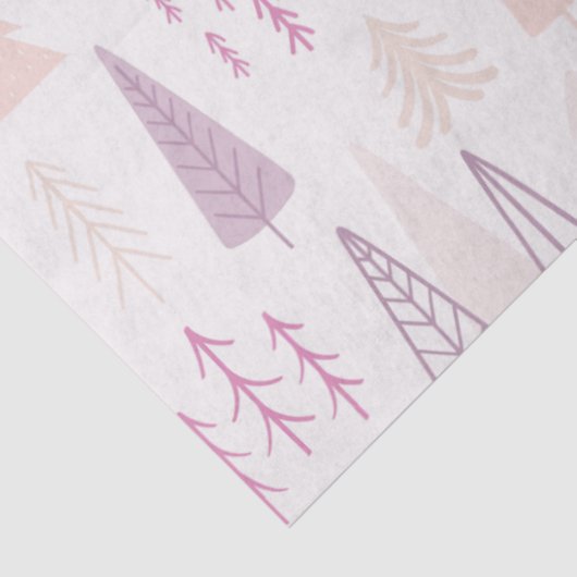 Moderne Pastel Kerstbomen Roze Kerst Tissuepapier (Detail)