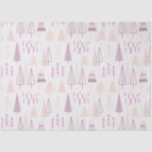 Moderne Pastel Kerstbomen Roze Kerst Tissuepapier (Voorkant)