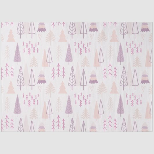Moderne Pastel Kerstbomen Roze Kerst Tissuepapier (Voorkant)