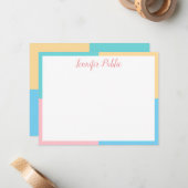Moderne Pastel Kleuren Handgeschreven Script Sjabl Notitiekaartje (Voorkant / Achterkant in situ)