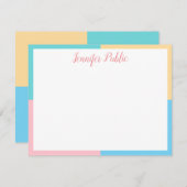 Moderne Pastel Kleuren Handgeschreven Script Sjabl Notitiekaartje (Voorkant / Achterkant)