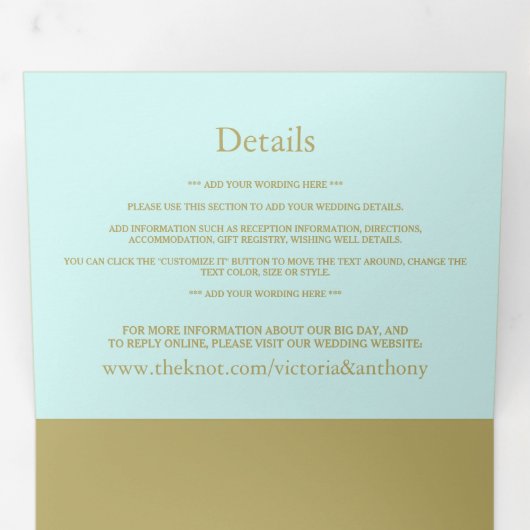 Moderne Pastel Kleuren Trouwsuite Drieluik Uitnodiging (Binnenzijde eerst)