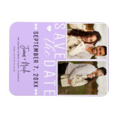 Moderne Pastel Lavendel Save the Date 2 Foto Magneet (Horizontaal)