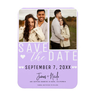 Moderne Pastel Lavendel Save the Date 2 Foto Magneet