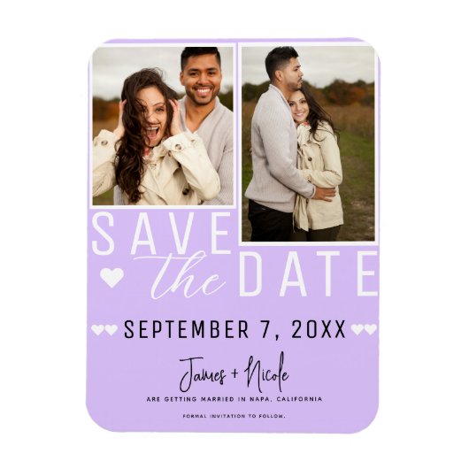 Moderne Pastel Lavendel Save the Date 2 Foto Magneet (Verticaal)