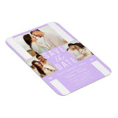 Moderne Pastel Lavendel Save the Date 3 Foto Magneet (Rechterzijde)