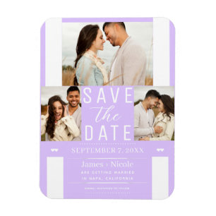 Moderne Pastel Lavendel Save the Date 3 Foto Magneet