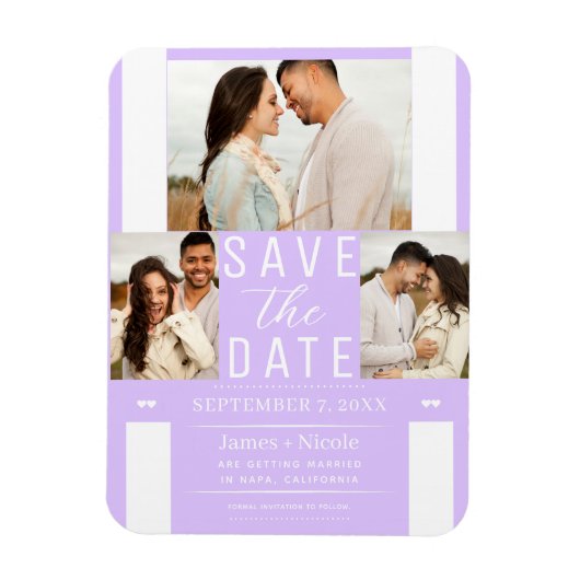 Moderne Pastel Lavendel Save the Date 3 Foto Magneet (Verticaal)