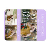Moderne Pastel Lavendel Save the Date 3 Foto's Magneet (Horizontaal)