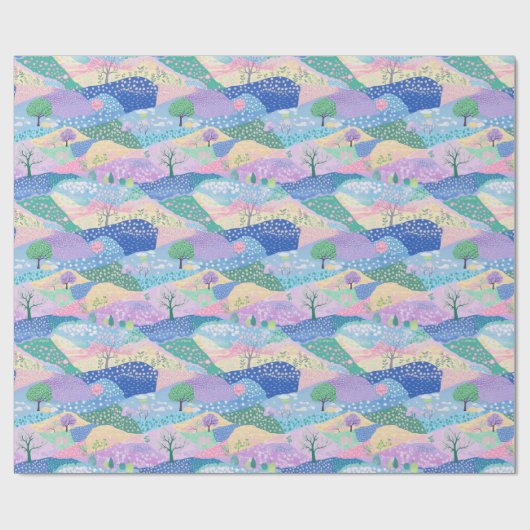 Moderne pastel lente patchwork cadeaupapier (Vlak)