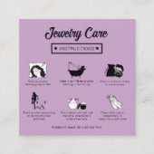 Moderne pastel Lila sieraden verzorgingsgids minim Informatiekaartje (Voorkant)