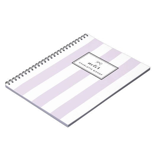 Moderne pastel Lila verticale strepen gepersonalis Notitieboek (Linkerzijde)
