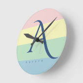 Moderne Pastel Minimalistische Aangepaste Naam Ronde Klok (Hoek)