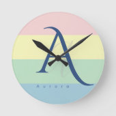 Moderne Pastel Minimalistische Aangepaste Naam Ronde Klok (Voorkant)