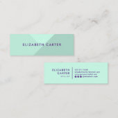 Moderne pastel mint elegante kleurblok stylist mini visitekaartje (Voorkant / Achterkant)