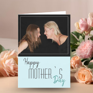 Moderne Pastel Mint Gelukkige Moederdag Fotokaart Feestdagen Kaart
