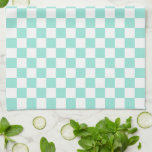 Moderne Pastel Mint Groen en Wit Geruit Theedoek<br><div class="desc">Trendy pastelcheques in je keuken of op je picknicktafel. Chique,  modern geruite keukenhanddoeken in trendy pastelkleuren. Baby groen mint geruit ontwerp</div>