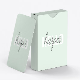 Moderne Pastel Mint Hallo En Jouw Naam Pokerkaarten