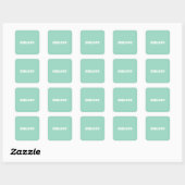 Moderne pastel mintgroene studentenhuis decor naam vierkante sticker (Vel)