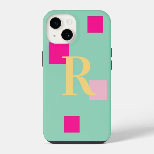 Moderne Pastel Monogram iPhone Hoesje (Achterkant)