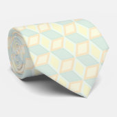 Moderne Pastel Muntgroene Perzik Geometrische 3D K Stropdas (Opgerold)