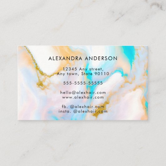 Moderne pastel opaal en goud visitekaartje (Achterkant)