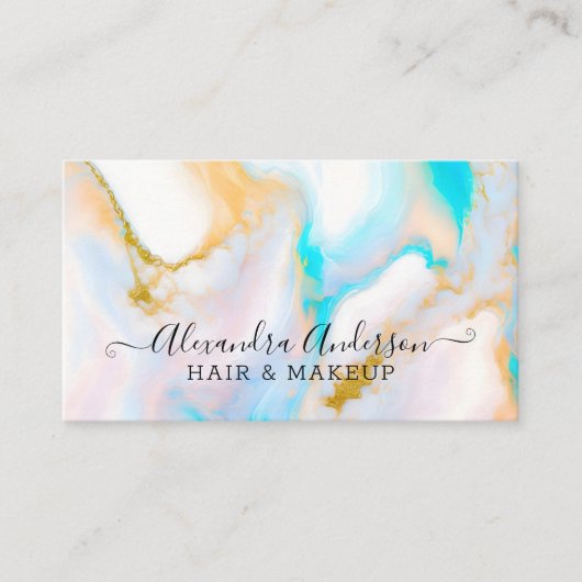 Moderne pastel opaal en goud visitekaartje (Voorkant)