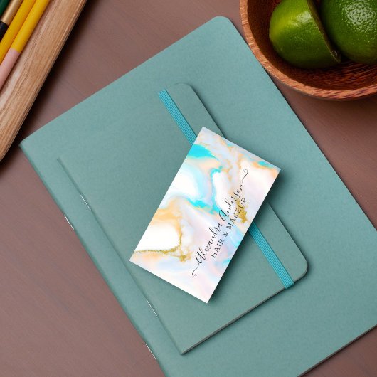 Moderne pastel opaal en goud visitekaartje