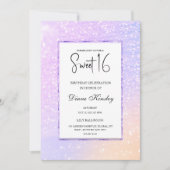 Moderne pastel paarse lavendel Sweet 16 Uitnodigin Kaart (Voorkant)