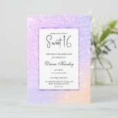 Moderne pastel paarse lavendel Sweet 16 Uitnodigin Kaart (Staand voorkant)