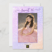 Moderne pastel paarse lavendel Sweet 16 Uitnodigin Kaart (Achterkant)