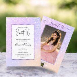 Moderne pastel paarse lavendel Sweet 16 Uitnodigin Kaart