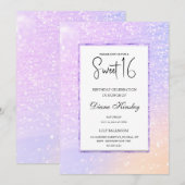 Moderne pastel paarse lavendel Sweet 16 Uitnodigin Kaart (Voorkant / Achterkant)