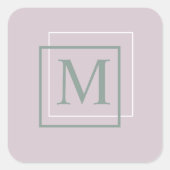 Moderne Pastel Paarse Monogram Sticker (Voorkant)