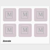 Moderne Pastel Paarse Monogram Sticker (Vel)