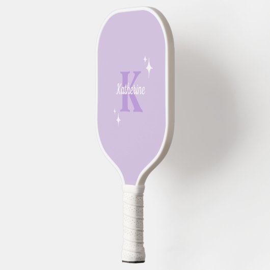 Moderne pastel Paarse monogram vrouwelijk Pickleball Paddle (Links)