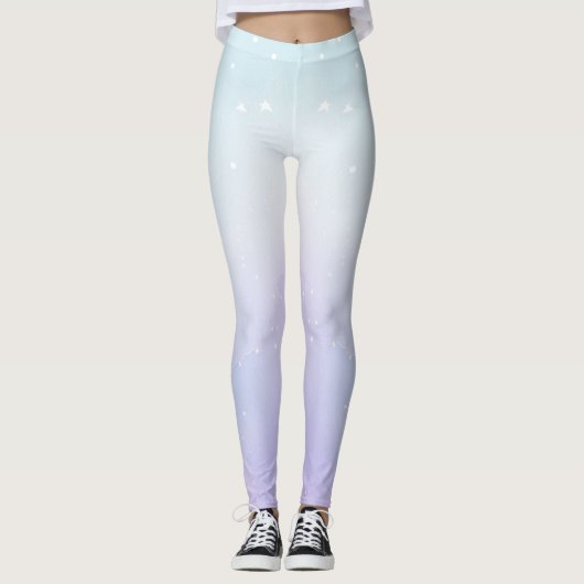 Moderne Pastel Periwinkle licht Turquoise Ombre Pe Leggings (Voorkant)