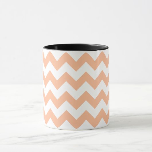 Moderne Pastel Perzik Sinaasappel Chevron Koffiemok (Midden)