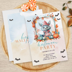 Moderne Pastel Pompoen Patch Fox Halloween Party Kaart